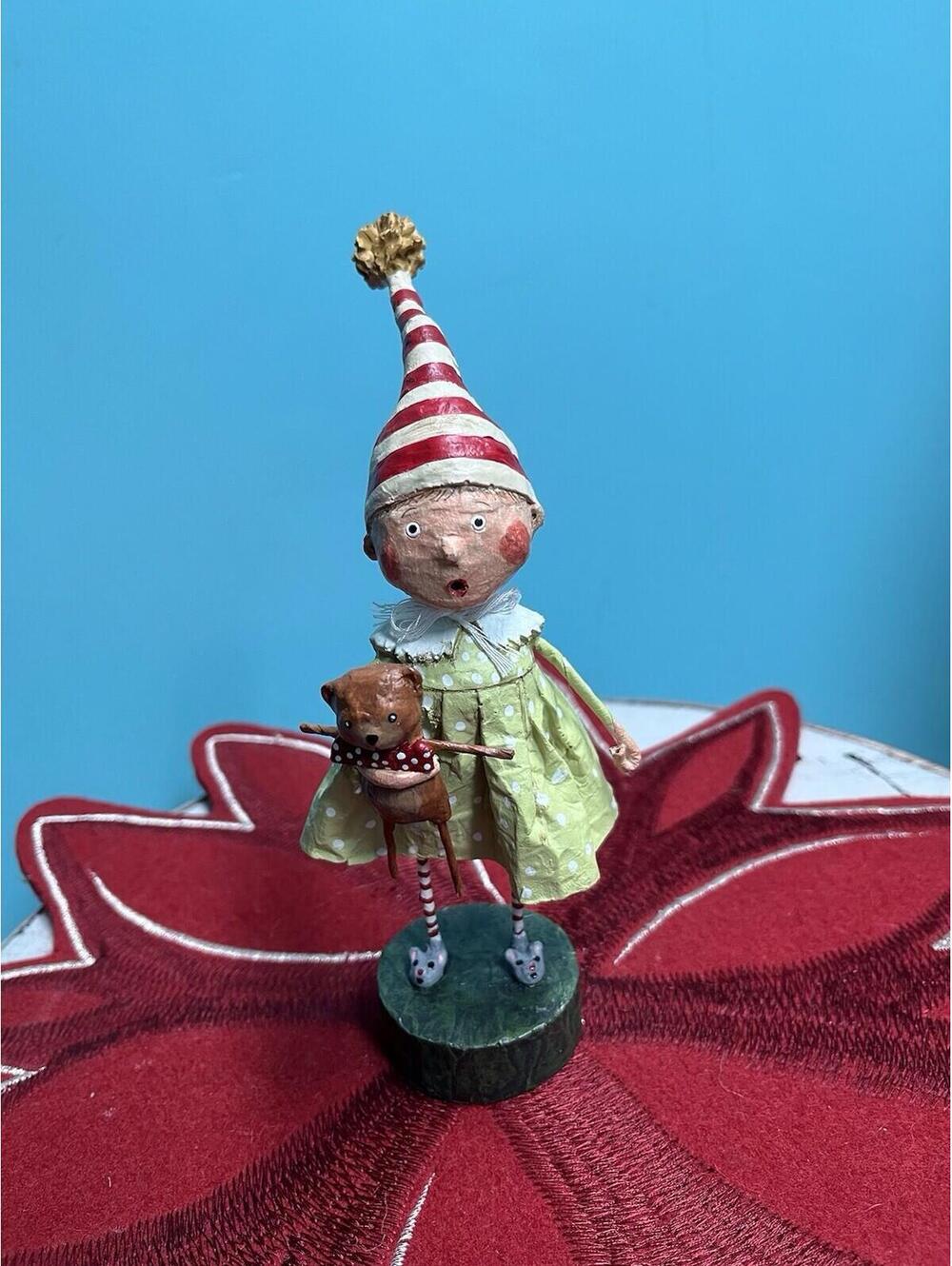 Lori Mitchell Discovering Santa Christmas Teddy Figurine Girl With Hat